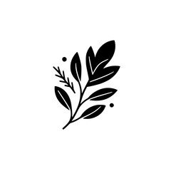 Minimalist Black Leaf Silhouette on White: Botanical Illustration