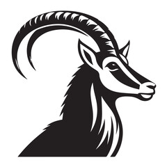 Addax silhouette black and white vector icon