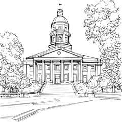Fototapeta premium Courthouse coloring book vector design, Courthouse vector image