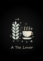 Print Tea or Coffee lover mobile wallpaper background in black background vector eps 10 wallpaper, fabric, textile cards, covers ,banners ,branding .