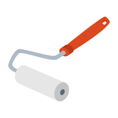 Paint roller for wall painting, hand drawn flat vector illustration