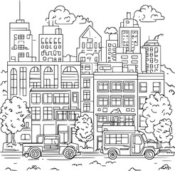 Fototapeta premium Hospital coloring book vector design, Hospital vector graphic