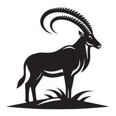 Addax silhouette black and white vector icon
