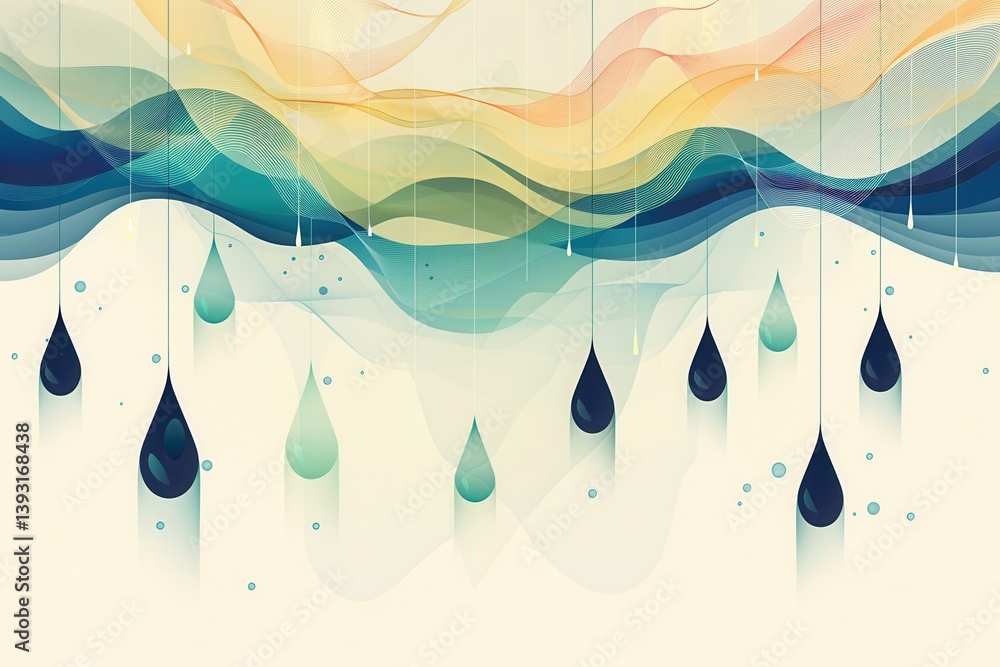 Aufkleber bold geometric rainy day border with sharp raindrop shapes and soft gradients for modern design