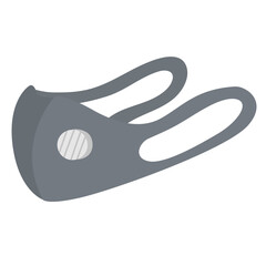 Protective respirator mask with ear loops and breathing valve, hand drawn flat vector illustration