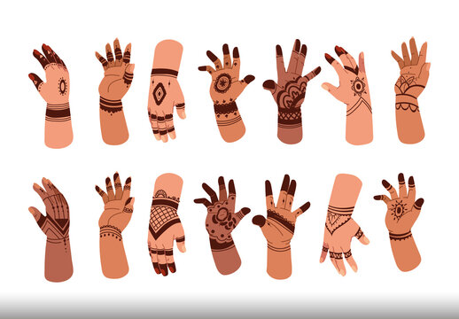 Beige And Brown Indian Henna Tattoo Stickers Set