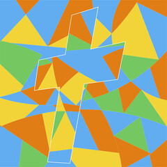 Abstract Cross in Stained Glass Style. Vector cross.with colorful abstract background