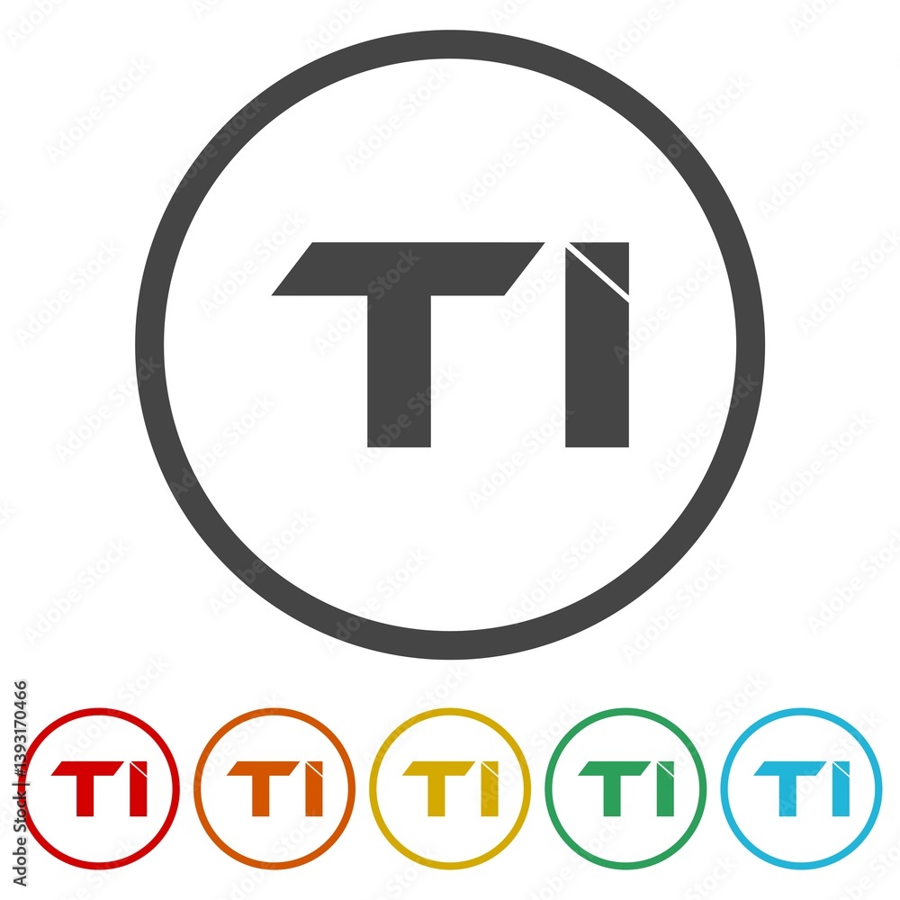 Poster letter ti logo. set icons in color circle buttons