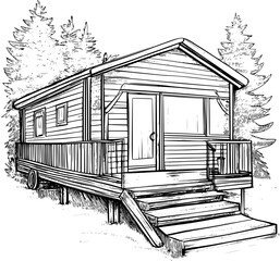 Mobile home coloring book vector design, Mobile home vector illustration