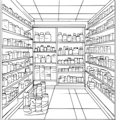 Pharmacy coloring book vector design, Pharmacy vector illustration