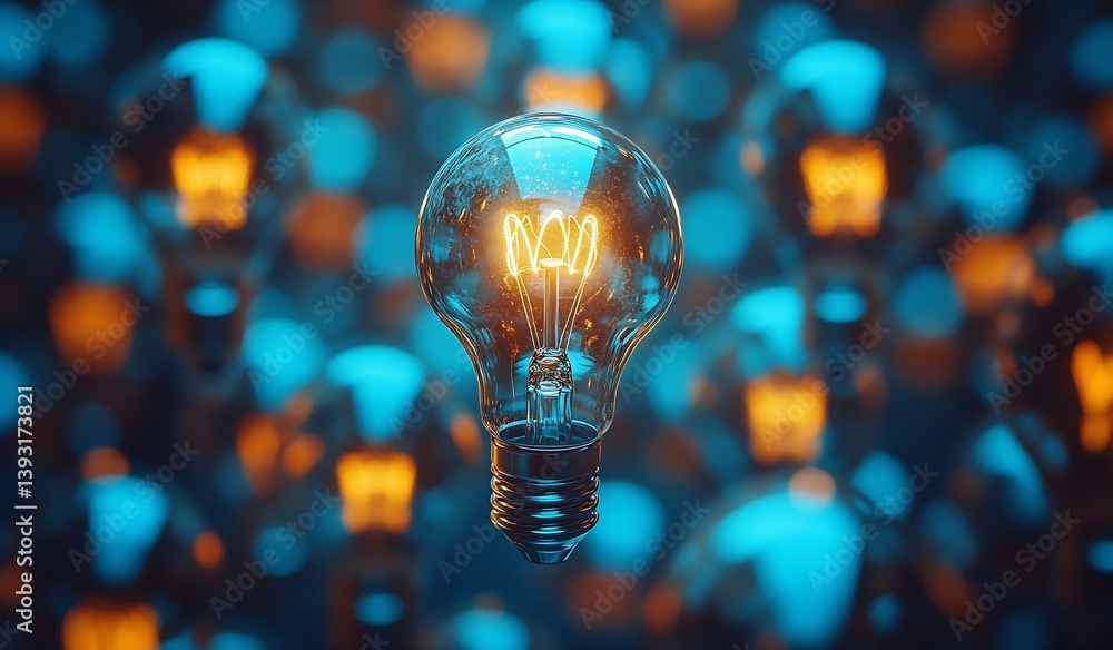 Fototapete Glowing Light Bulb Illuminating Creativity and Innovation Idea Generation Concept with Bokeh Lights : Generative AI