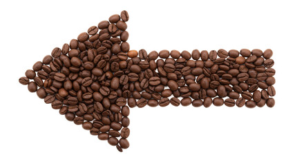 Isolated Arrow Made of Coffee Beans