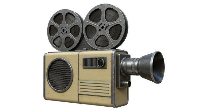 Isolated Retro Movie Camera