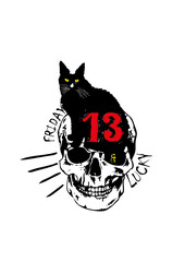 tete de mort tattoo chat noir numero 13 crane friday lucky citation