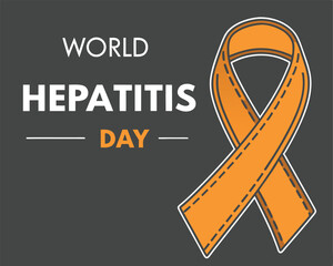 World Hepatitis Day: Orange Awareness Ribbon on Dark Background.