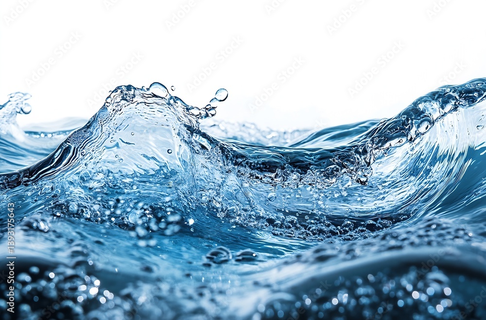 Fototapete blue water wave close up ocean surface with bubbles and foam abstract nature background refreshing a