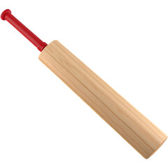 Naklejka premium Wooden Cricket Bat with Red Handle, Isolated on White Background, 3d Icon