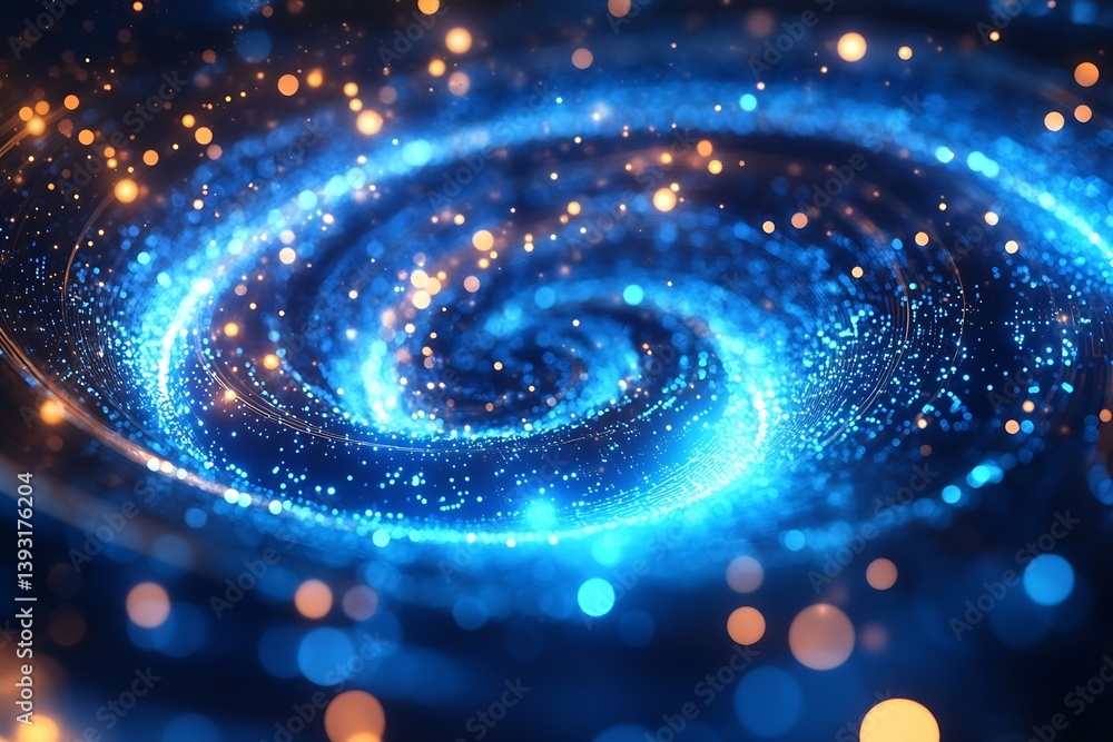 Aufkleber swirling galaxy of blue and gold lights sparkle in stunning abstract space illustration for scifi an