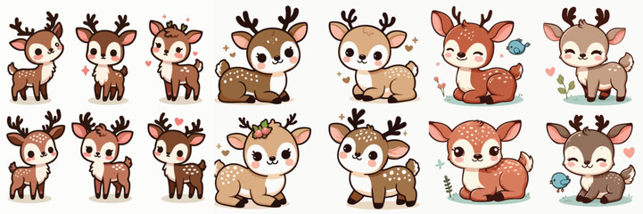cute cartoon vector collection of a deer