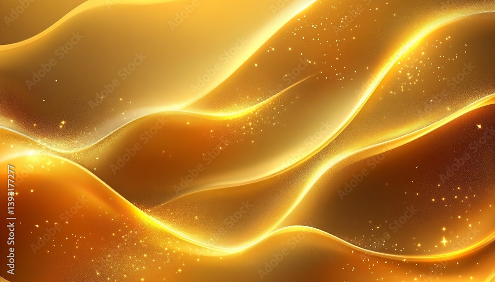 Poster Brilliant golden shimmering waves creating a captivating abstract artwork backdrop : Generative AI