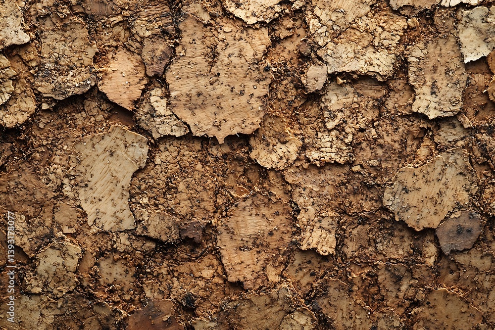 Aufkleber Rustic Cork Board Texture Close Up Natural Organic Material Wall Covering Abstract Pattern Detail Macro Shot : Generative AI