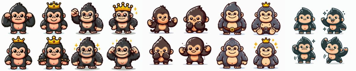 cute cartoon vector collection of gorilla