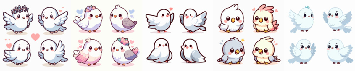 cute cartoon vector collection of various types of birds