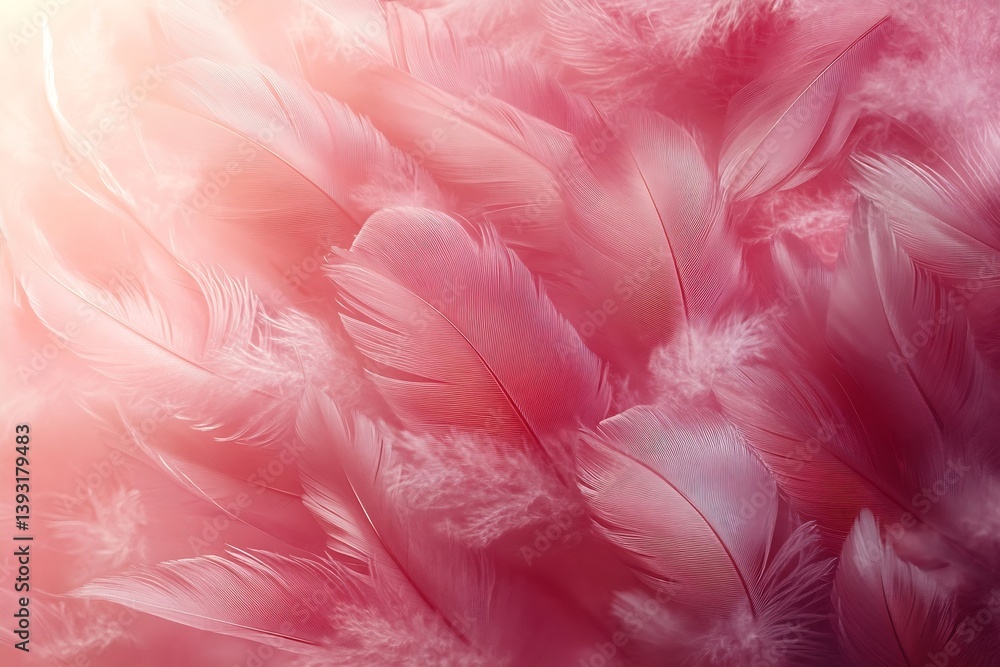 Poster pink feather abstract soft texture background gentle fluffy downy plumes pastel gradient dreamy deli