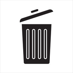 Trash bin icon. Trash can, bin icons, rubbish bin sign, trash bin open symbols set. Editable stroke. Line and flat styles. Vector illustration on white background