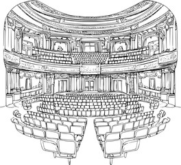 Performing arts center coloring book vector design, Performing arts center vector image
