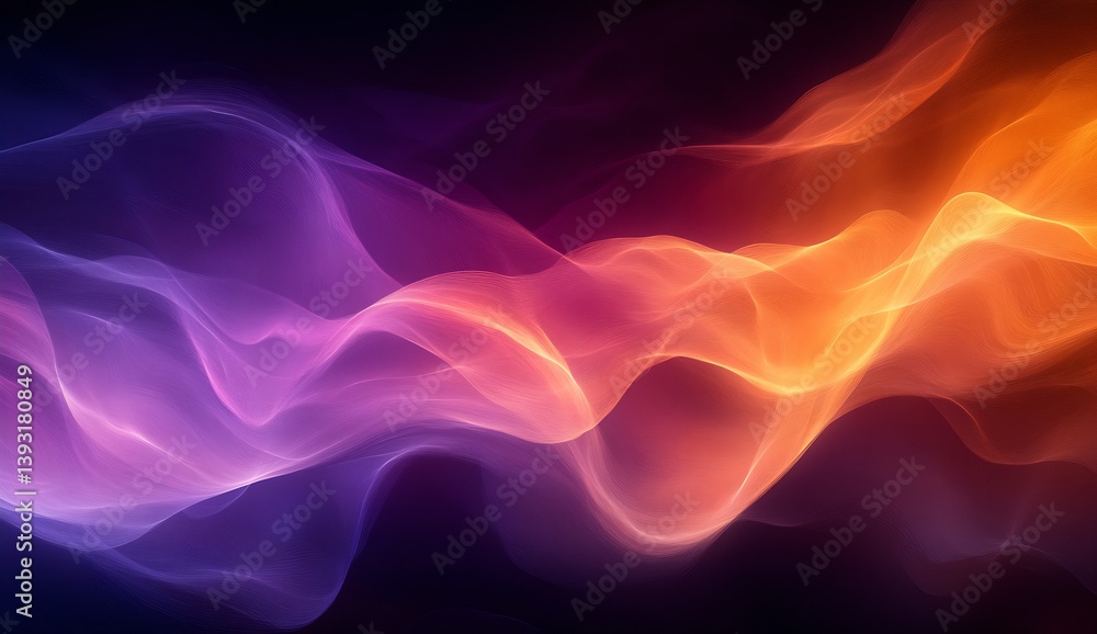 Fototapete Dynamic waves of colorful light gracefully undulating in a captivating manner : Generative AI