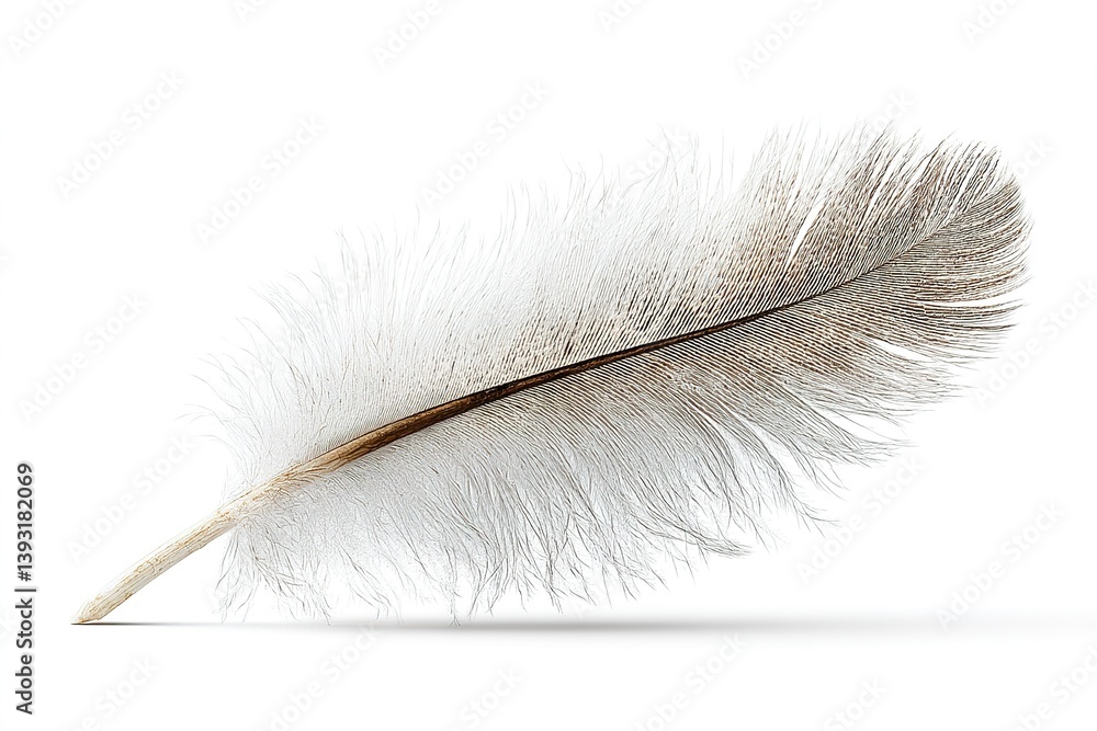 Poster delicate white feather resting on a smooth surface with intricate details visible in natural light