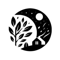 Symbolic Black and White Nature and Home Logo