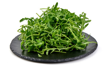 Fresh Arugula Leaves, Isolated on White Background.