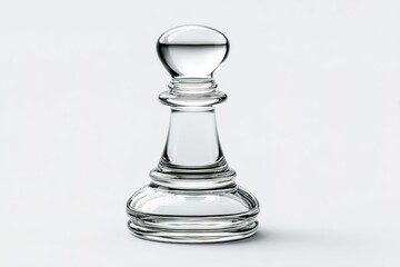 Clear glass chess piece on a smooth surface reflecting light in an artistic display