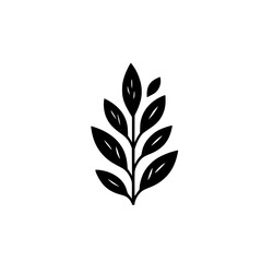 Minimalist Leafy Branch Illustration on Textured White Background