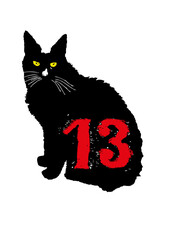 chat noir numero 13 tattoo old school bak