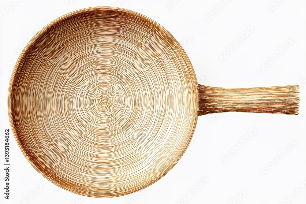 Poster handcrafted wooden bowl showcasing intricate spiral design with a sturdy handle perfect for serving 