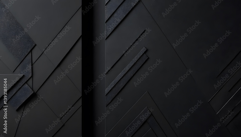 Aufkleber Abstract Black Paper Texture, Overlapping Shapes. Matte Surface, Subtle Sheen Creates Sophistication. Elegant Design. Minimalist Style.