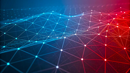 Fototapeta premium Abstract network technology background with blue and red connections