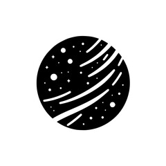 Minimalist Black Planet Logo with Stars & Stripes