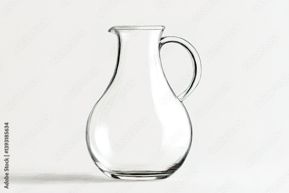 Poster glass pitcher placed against a neutral background showcasing its elegant shape and transparency