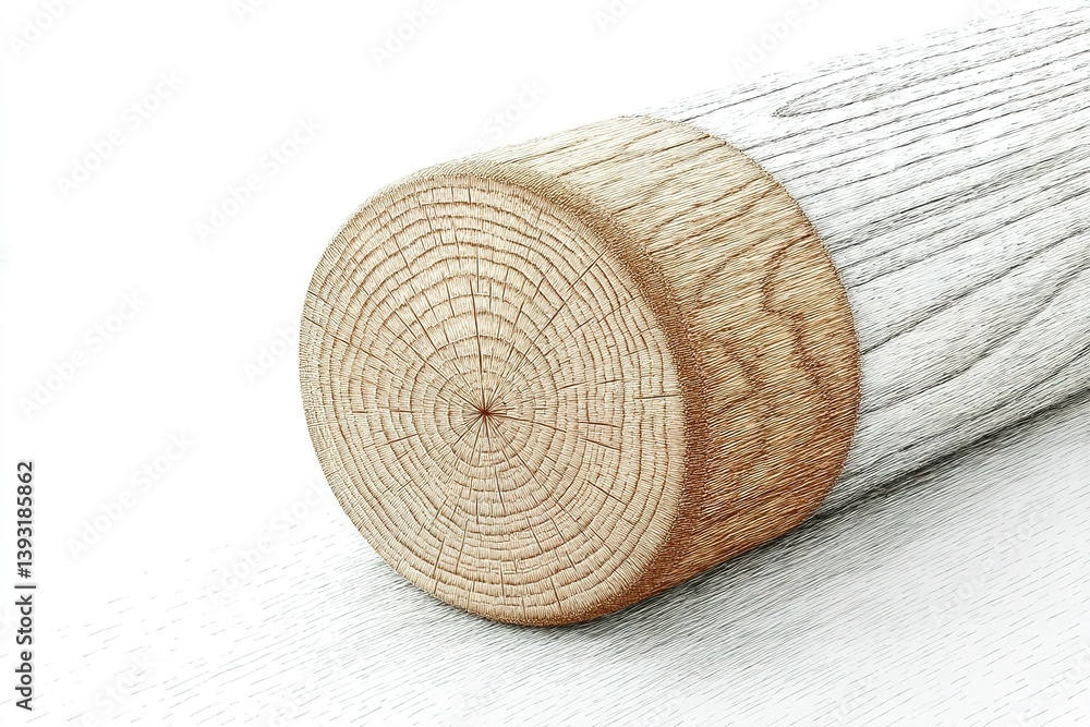 Poster close-up of a wooden log end showing intricate grain patterns and textures in natural tones