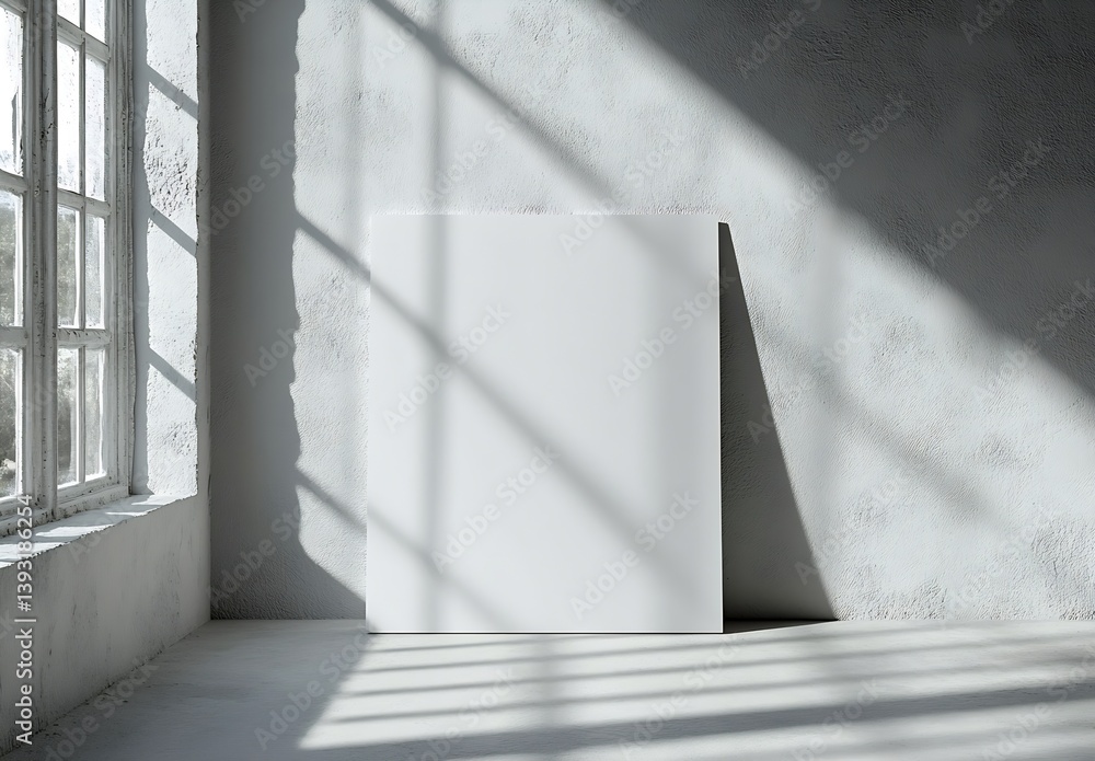 Poster minimalist poster mockup in sunlight shadow interior scene for art showcase and graphic design prese