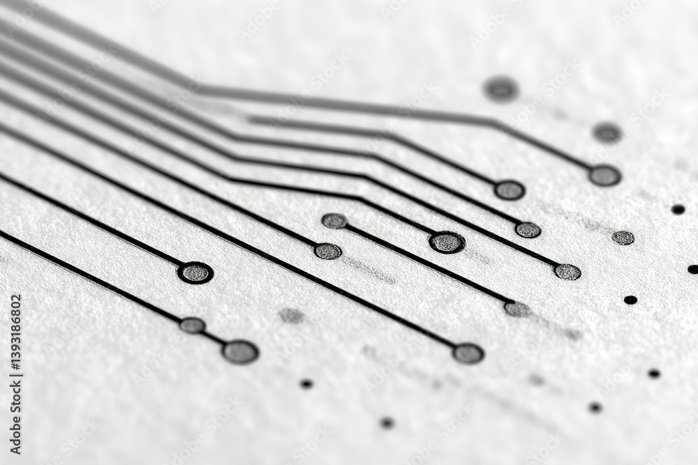 Poster detailed close-up of a printed circuit board design showcasing intricate lines and connection points