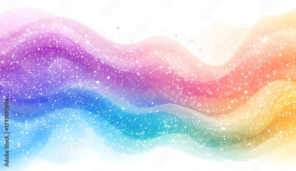 Leinwandbilder Colorful wavy background design with sparkling elements in a vibrant rainbow palette : Generative AI