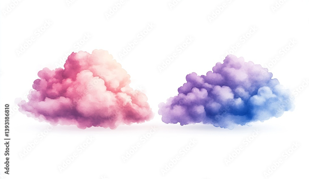 Aufkleber delicate watercolor clouds in contrasting pink and purple shades creating an ethereal artistic displ