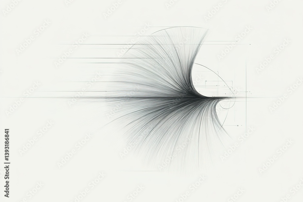 Aufkleber complex geometric design featuring linear patterns and curves in a minimalist style showcasing mathe