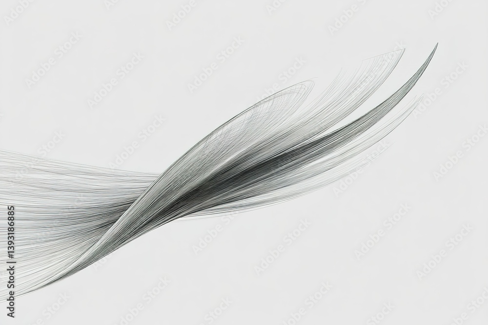 Poster Dynamic flow of abstract lines creating a sense of movement and depth on a white background