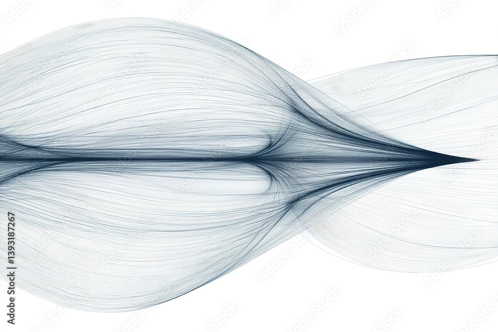 Poster fluid dynamics visualization showing streamline patterns in a flowing medium under controlled condit